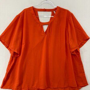 New Cato Top size 26W/28W Red Keyhole Short Sleeve Blouse Office Career